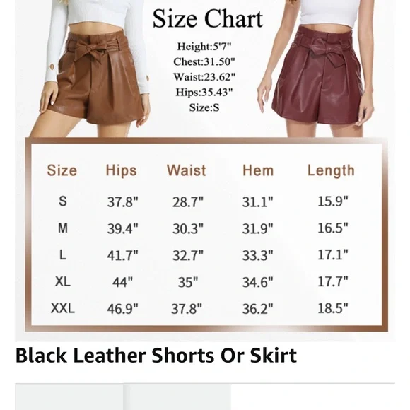 High Waist Brown Faux Leather Shorts - Picture 3 of 9